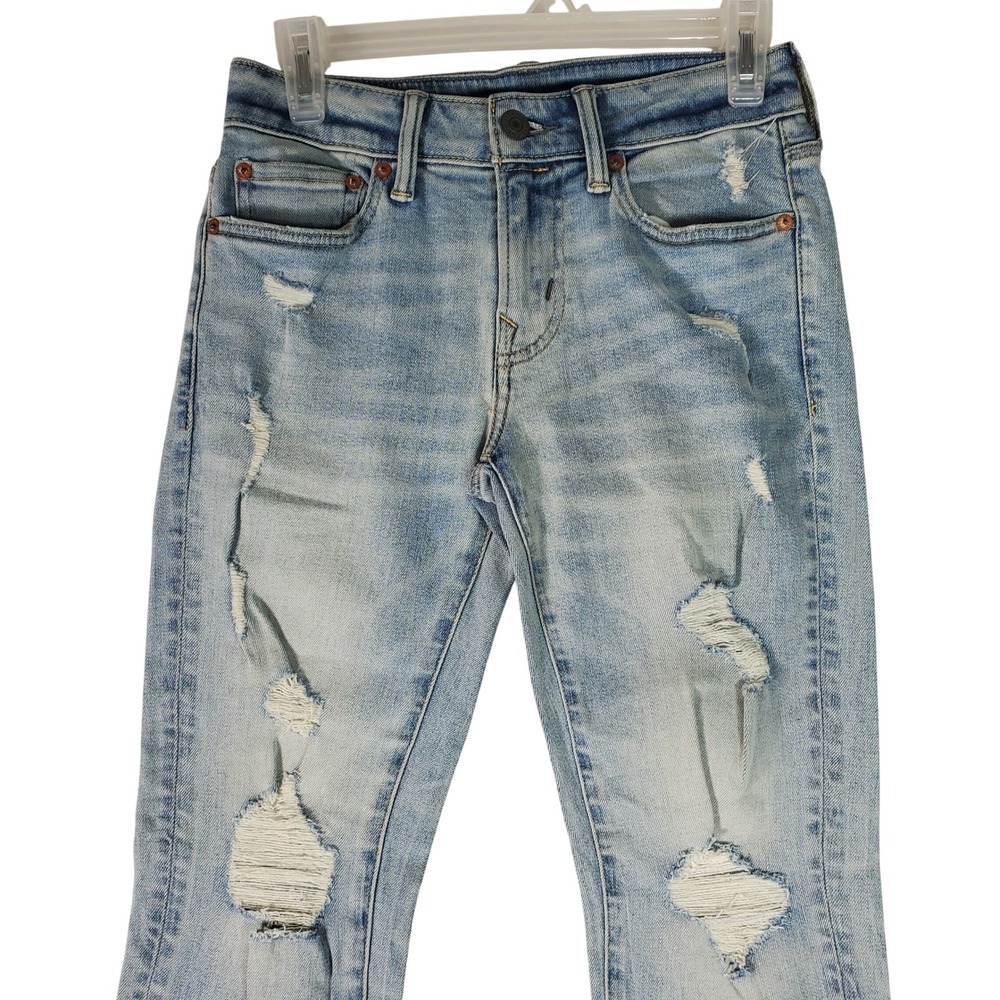 American Eagle Next Level Airflex Skinny Distressed Jeans Light Wash 26x28